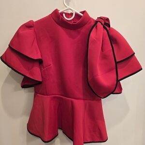 Stylish Red Top with Bow Accent